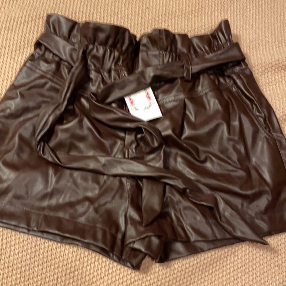 Pleather maroon shorts